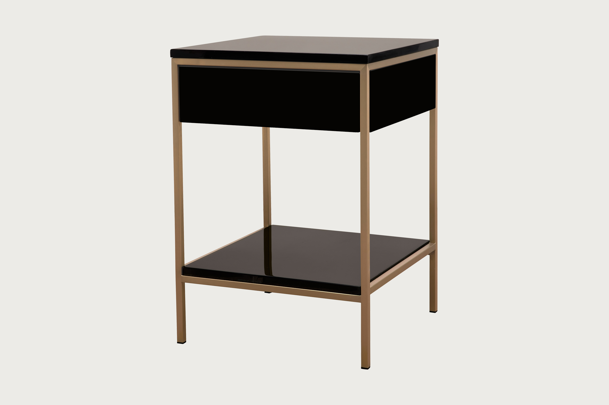 Erin Side Table – Brass – Black Oak