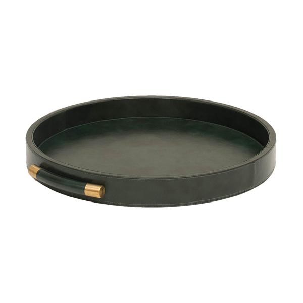 Luca Leather Tray Round – Green