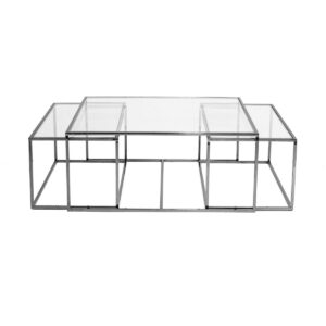 Three Set Table Large – Black Chrome
