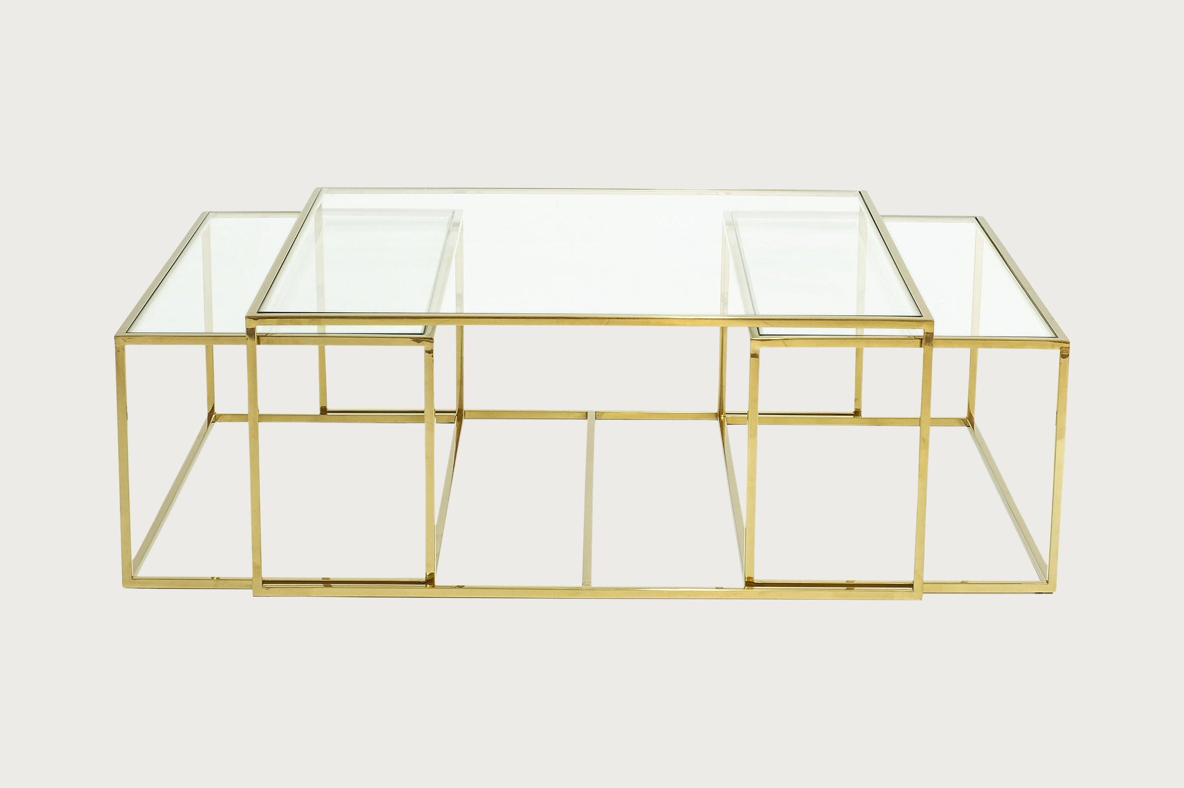 Three Set Table Large – Polished Brass
